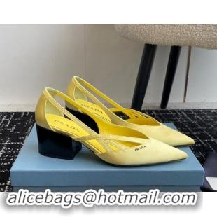 Grade Quality Prada Satin cut-out pumps 6.5cm Yellow 115062