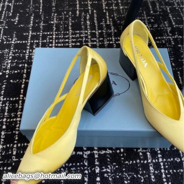 Grade Quality Prada Satin cut-out pumps 6.5cm Yellow 115062