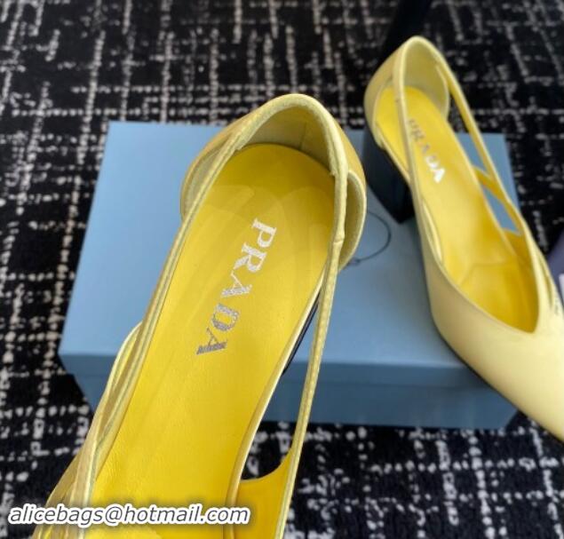 Grade Quality Prada Satin cut-out pumps 6.5cm Yellow 115062