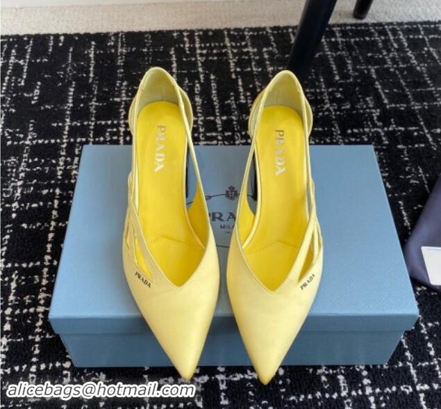 Grade Quality Prada Satin cut-out pumps 6.5cm Yellow 115062