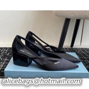 Good Quality Prada Satin cut-out pumps 6.5cm Black 115063