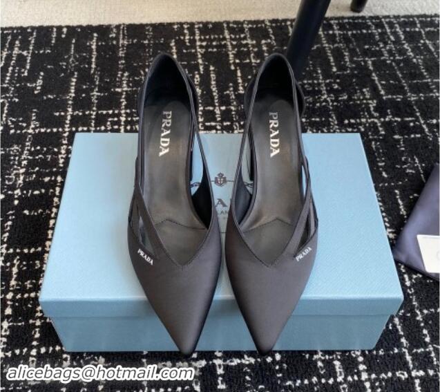 Good Quality Prada Satin cut-out pumps 6.5cm Black 115063