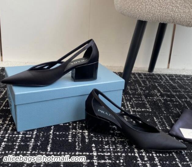 Good Quality Prada Satin cut-out pumps 6.5cm Black 115063