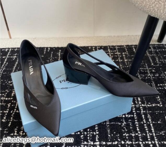 Good Quality Prada Satin cut-out pumps 6.5cm Black 115063