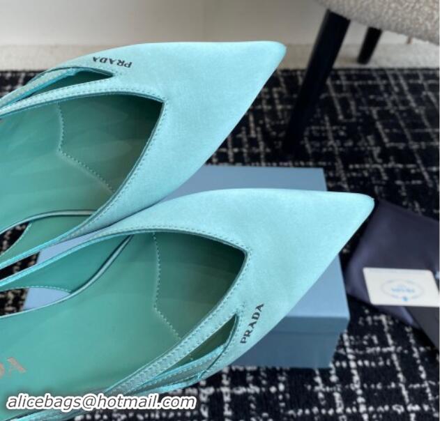 Unique Style Prada Satin cut-out ballerinas flat Lake Blue 115064