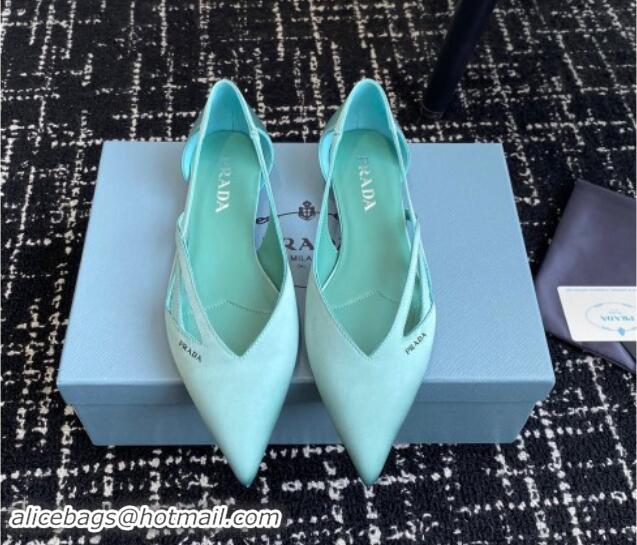 Unique Style Prada Satin cut-out ballerinas flat Lake Blue 115064