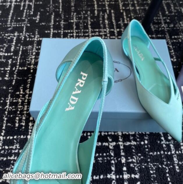 Unique Style Prada Satin cut-out ballerinas flat Lake Blue 115064