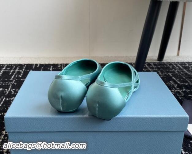 Unique Style Prada Satin cut-out ballerinas flat Lake Blue 115064