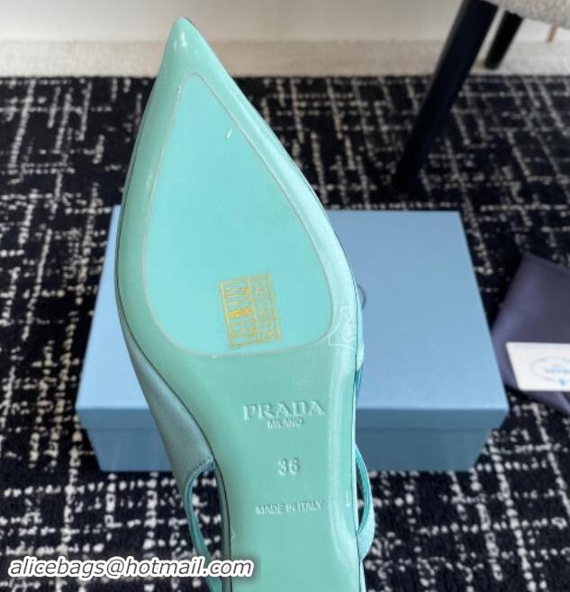 Unique Style Prada Satin cut-out ballerinas flat Lake Blue 115064