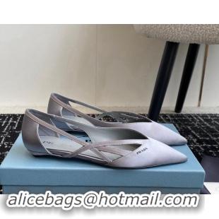 Purchase Prada Satin cut-out ballerinas flat Grey 115065