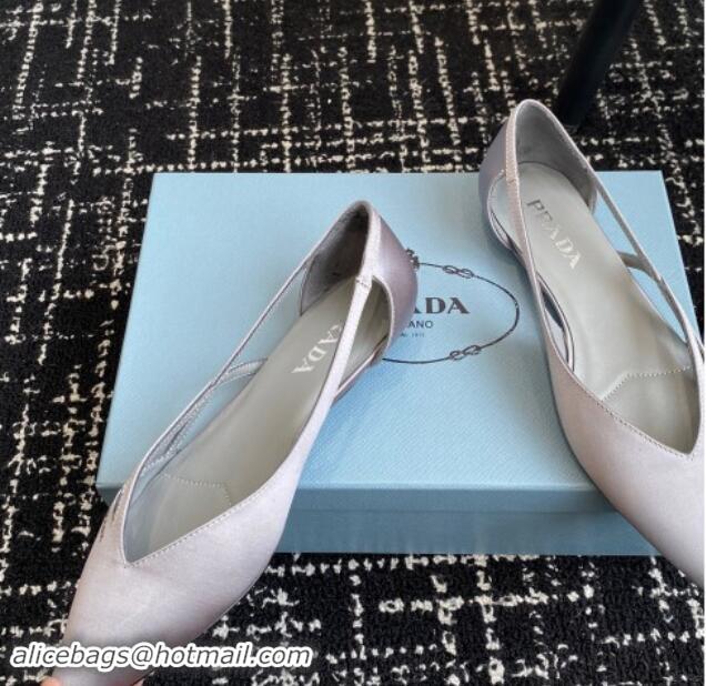 Purchase Prada Satin cut-out ballerinas flat Grey 115065