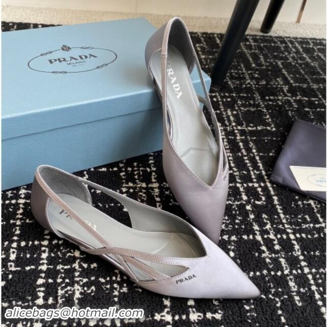 Purchase Prada Satin cut-out ballerinas flat Grey 115065