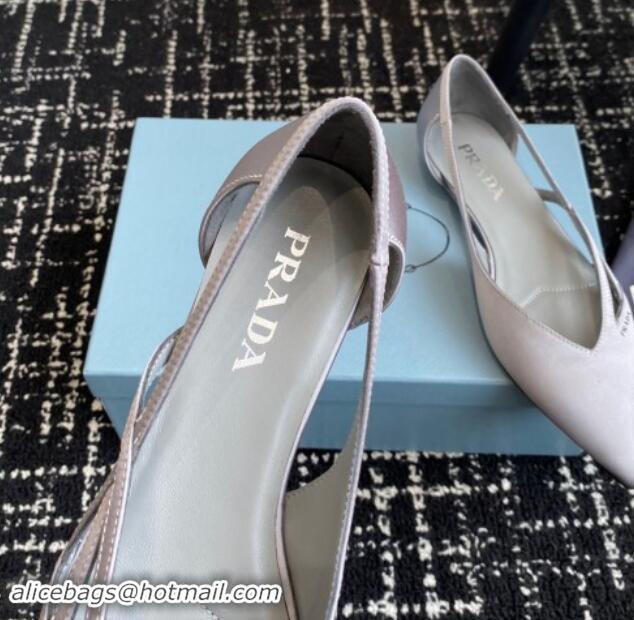 Purchase Prada Satin cut-out ballerinas flat Grey 115065