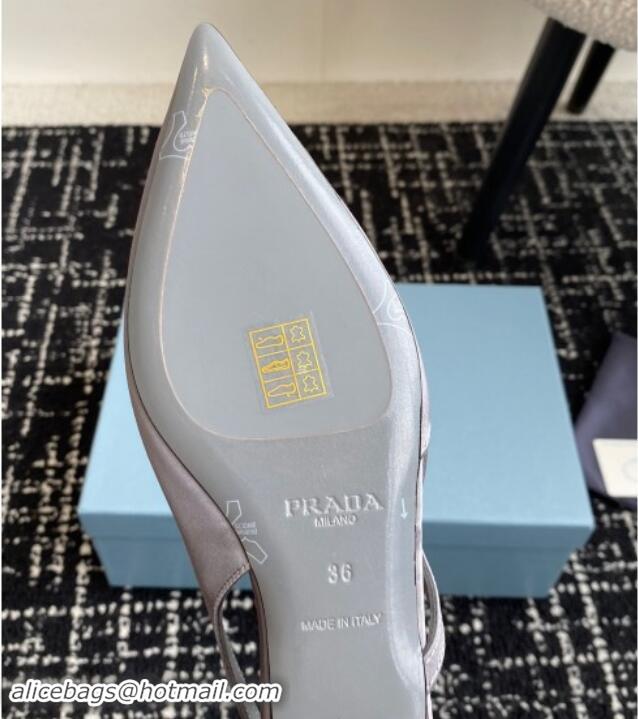 Purchase Prada Satin cut-out ballerinas flat Grey 115065