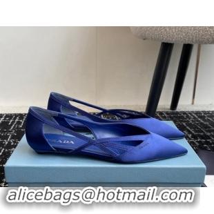 Shop Duplicate Prada Satin cut-out ballerinas flat Royal Blue 115067