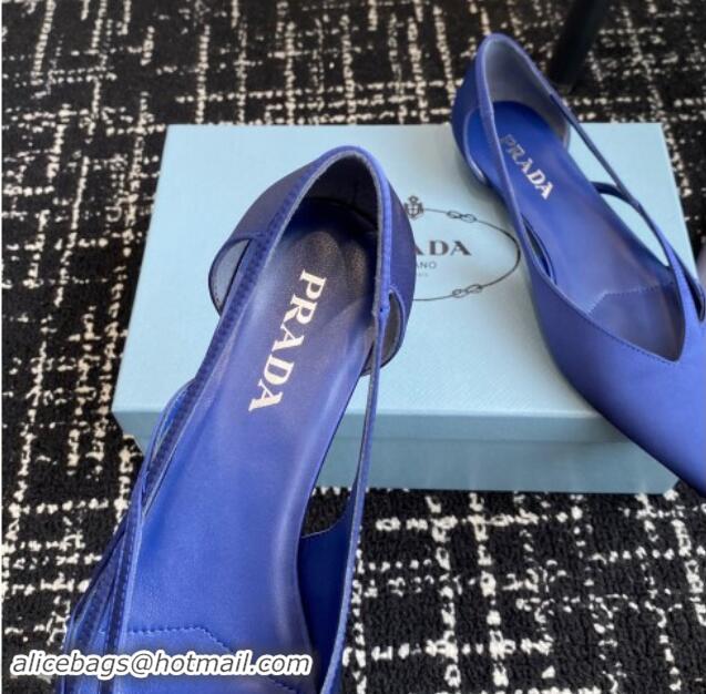 Shop Duplicate Prada Satin cut-out ballerinas flat Royal Blue 115067