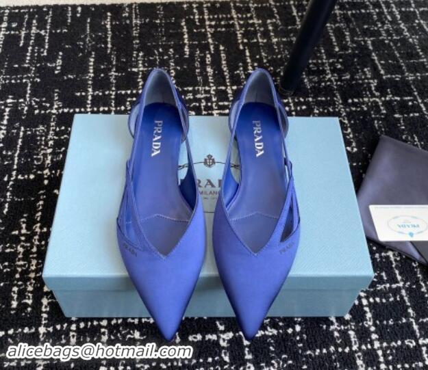 Shop Duplicate Prada Satin cut-out ballerinas flat Royal Blue 115067