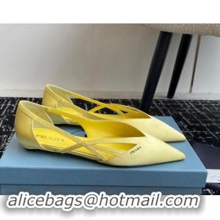 Fashion Prada Satin cut-out ballerinas flat Yellow 115071