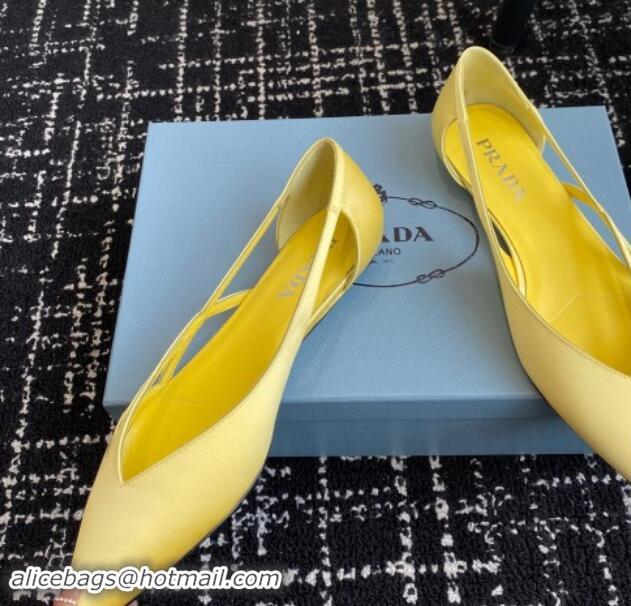 Fashion Prada Satin cut-out ballerinas flat Yellow 115071