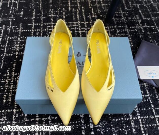 Fashion Prada Satin cut-out ballerinas flat Yellow 115071