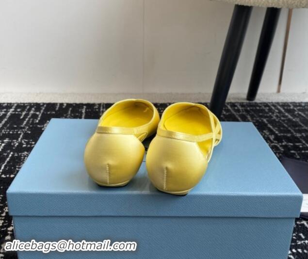 Fashion Prada Satin cut-out ballerinas flat Yellow 115071