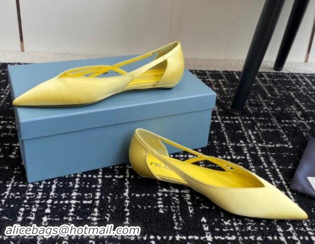 Fashion Prada Satin cut-out ballerinas flat Yellow 115071