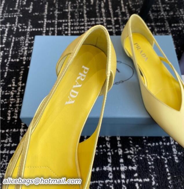 Fashion Prada Satin cut-out ballerinas flat Yellow 115071