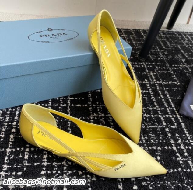 Fashion Prada Satin cut-out ballerinas flat Yellow 115071