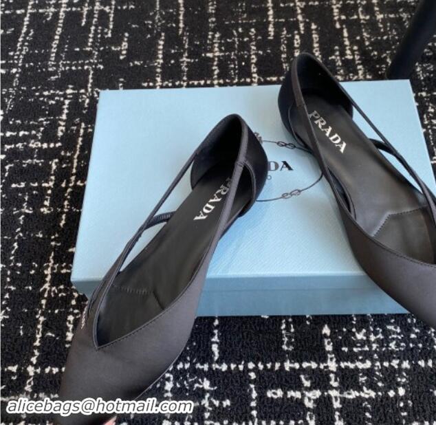 Buy Discount Prada Satin cut-out ballerinas flat Black 115072