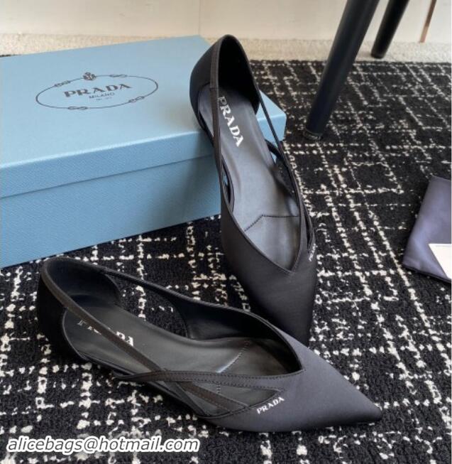 Buy Discount Prada Satin cut-out ballerinas flat Black 115072