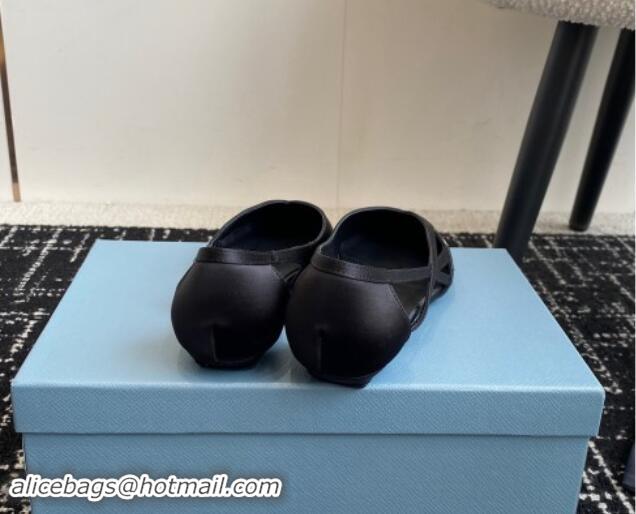 Buy Discount Prada Satin cut-out ballerinas flat Black 115072