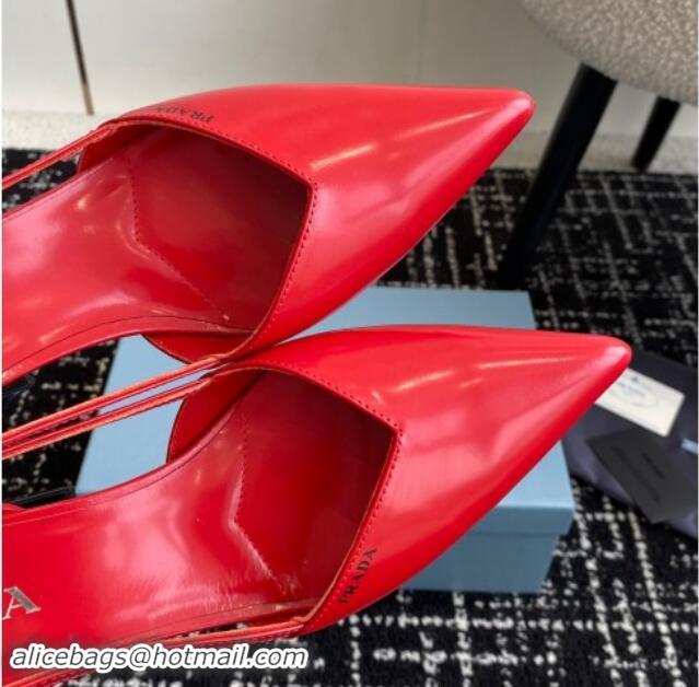 Big Discount Prada Brushed leather cut-out pumps 6.5cm Red 115073