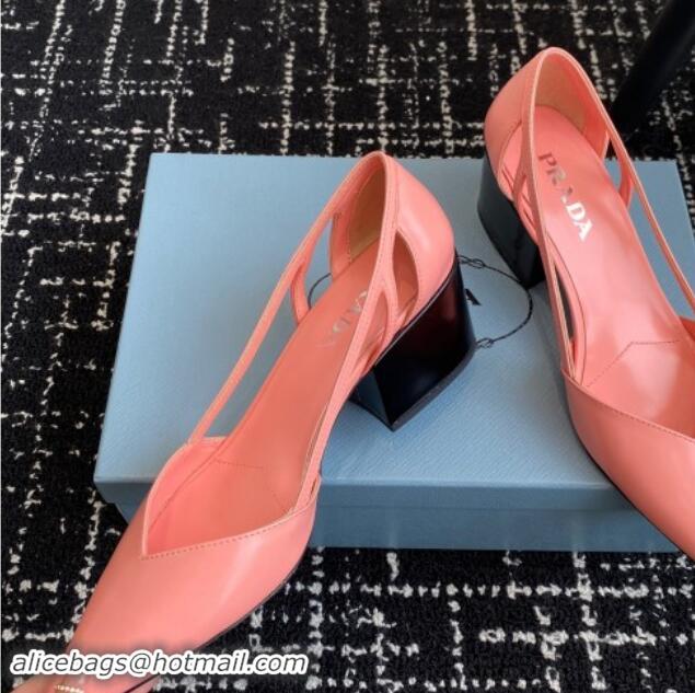 Durable Prada Brushed leather cut-out pumps 6.5cm Peachy Pink 115074