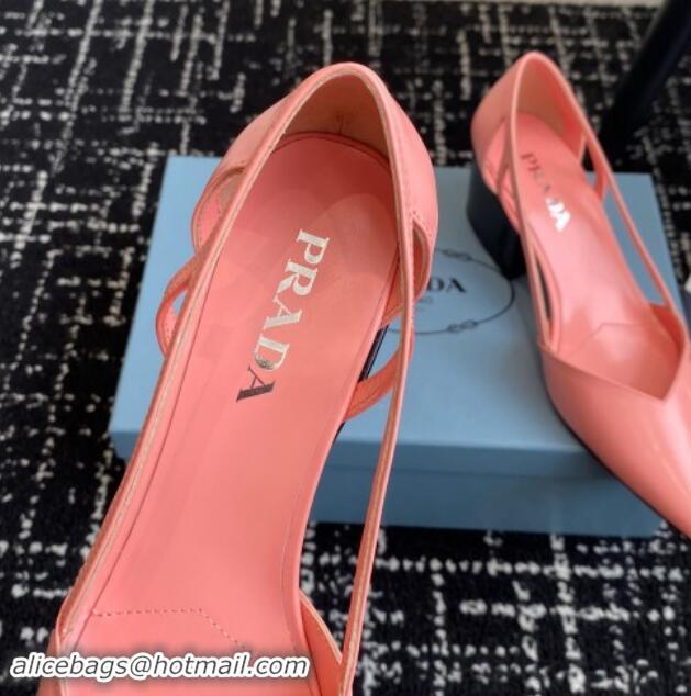 Durable Prada Brushed leather cut-out pumps 6.5cm Peachy Pink 115074