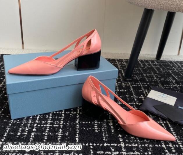 Durable Prada Brushed leather cut-out pumps 6.5cm Peachy Pink 115074