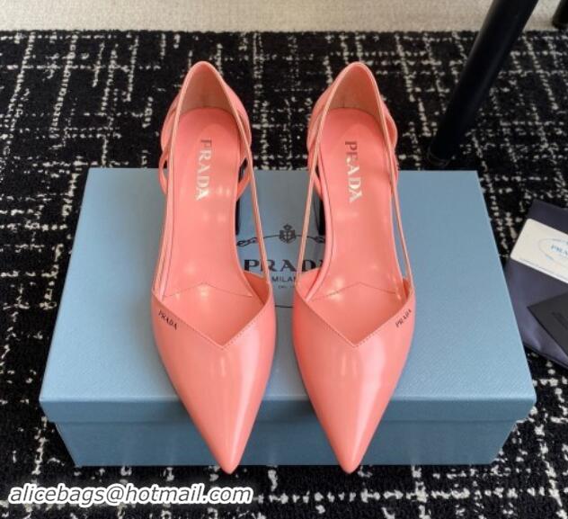 Durable Prada Brushed leather cut-out pumps 6.5cm Peachy Pink 115074