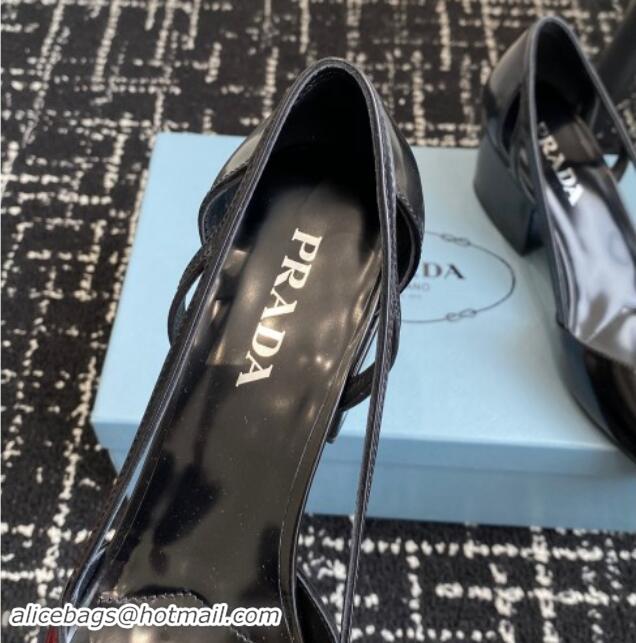 Trendy Design Prada Brushed leather cut-out pumps 6.5cm Black 1115075