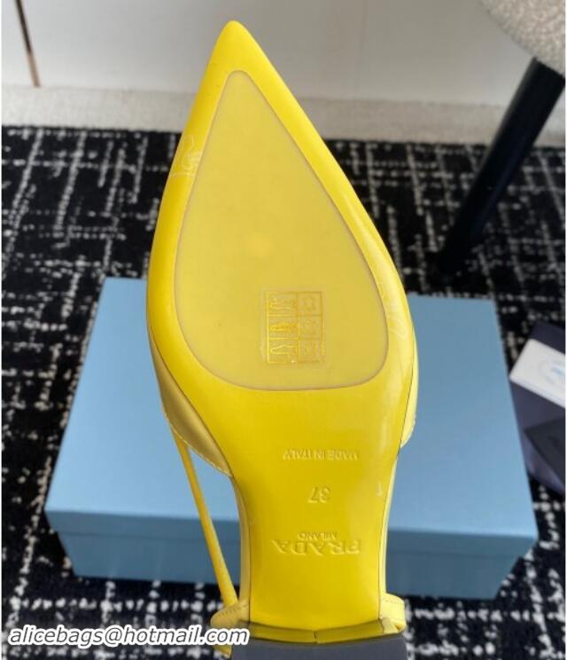 Stylish Prada Brushed leather cut-out pumps 6.5cm Yellow 115076