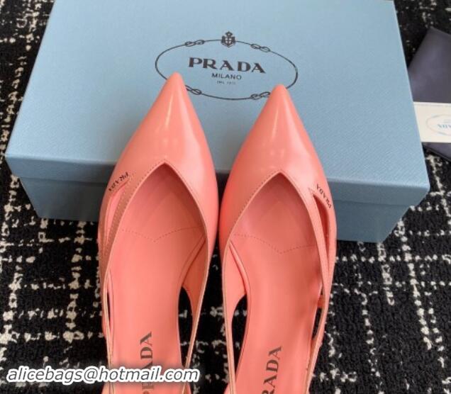 Good Quality Prada Brushed leather cut-out ballerinas flat Peachy Pink 115077