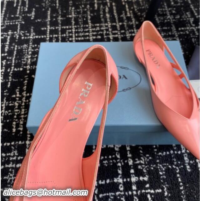 Good Quality Prada Brushed leather cut-out ballerinas flat Peachy Pink 115077