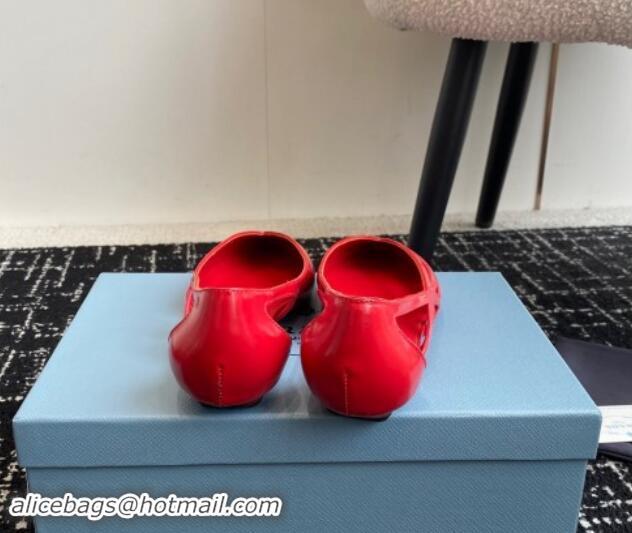 Low Price Prada Brushed leather cut-out ballerinas flat Red 115078