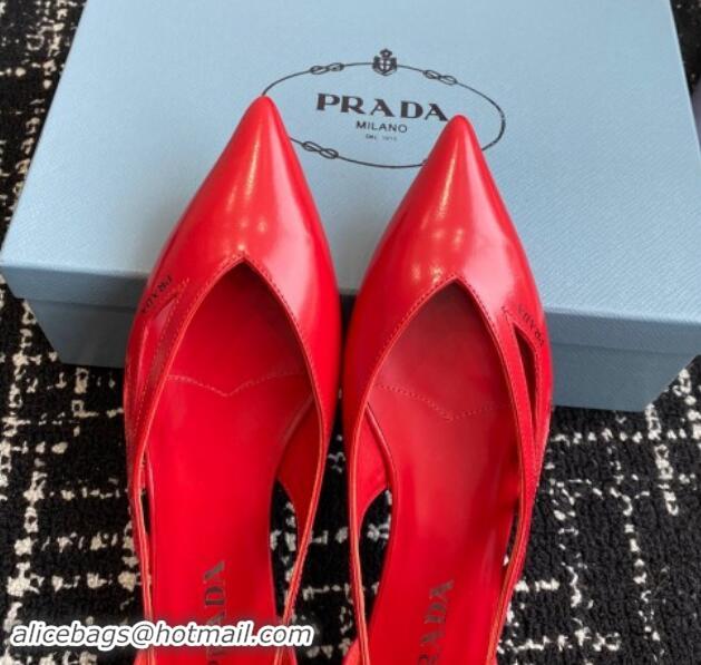 Low Price Prada Brushed leather cut-out ballerinas flat Red 115078