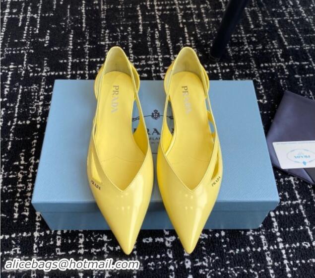 Most Popular Prada Brushed leather cut-out ballerinas flat Yellow 115079