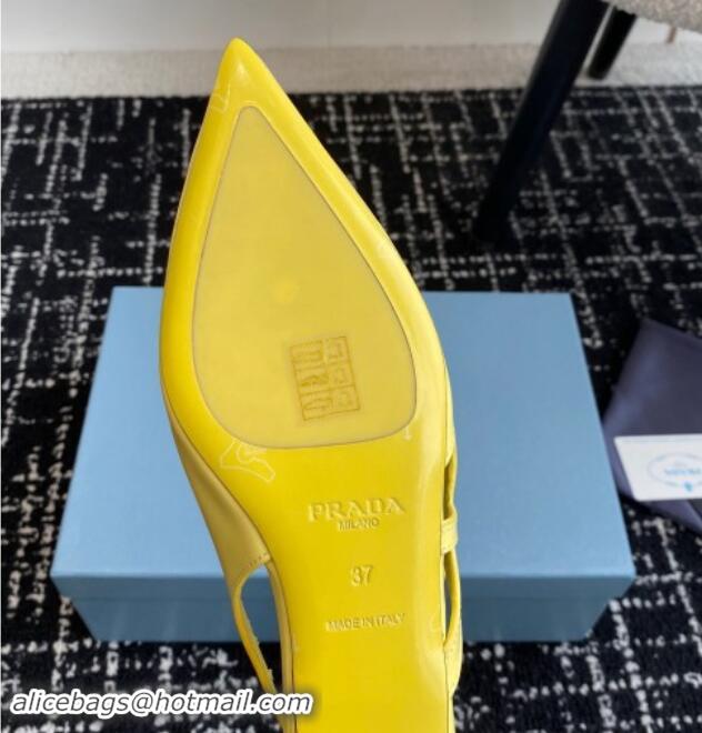 Most Popular Prada Brushed leather cut-out ballerinas flat Yellow 115079