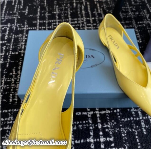 Most Popular Prada Brushed leather cut-out ballerinas flat Yellow 115079