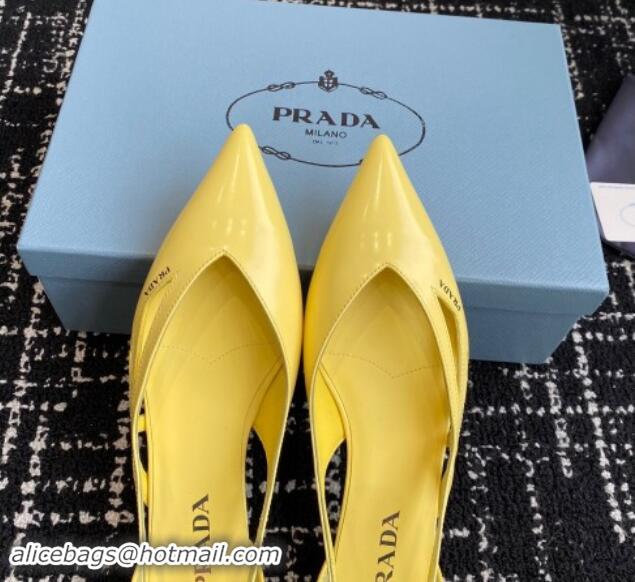 Most Popular Prada Brushed leather cut-out ballerinas flat Yellow 115079