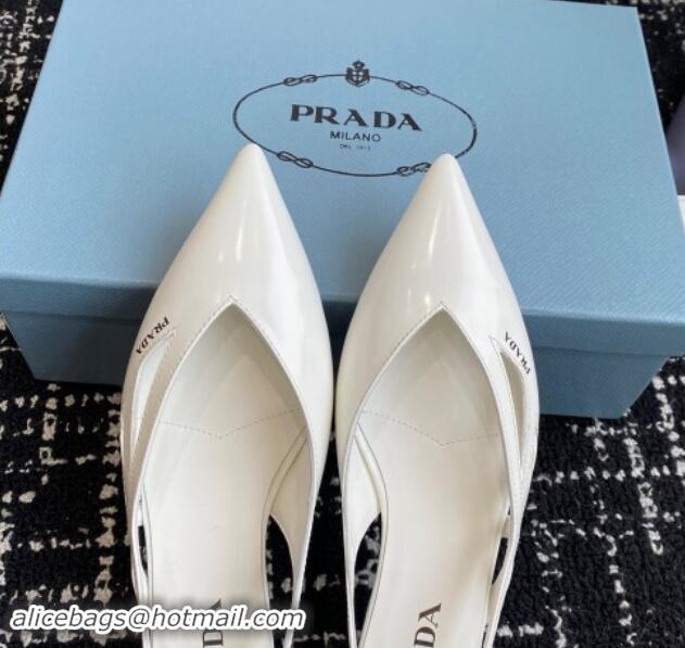 Hot Style Prada Brushed leather cut-out ballerinas flat White 115081