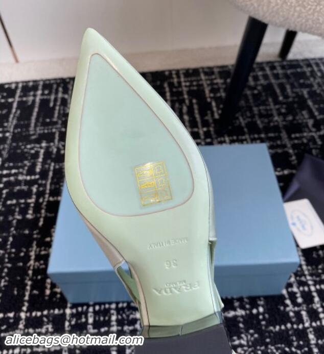 Charming Prada Satin cut-out pumps 6.5cm Light Green 115082