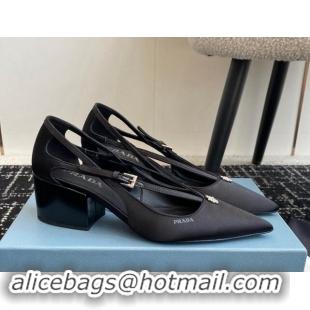 Best Grade Prada Satin cut-out pumps 6.5cm Black 115083