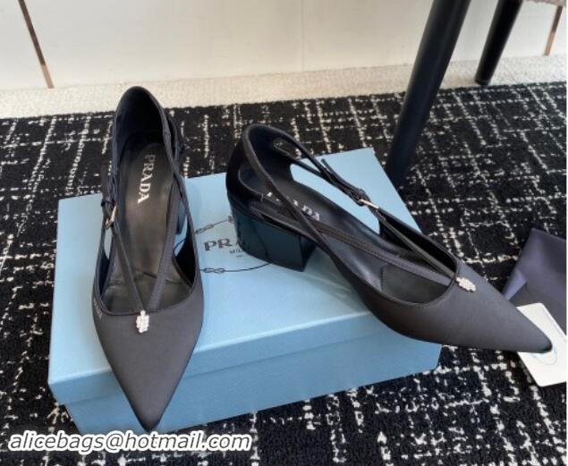 Best Grade Prada Satin cut-out pumps 6.5cm Black 115083